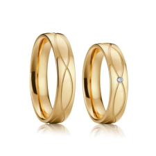 Ékszerkirály Férfi karikagyűrű hullámmintával, titánacél, aranyszínű, 9-es méret gyűrű