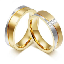 Ékszerkirály Férfi karikagyűrű, rozsdamentes acél, kétszínű hullám, 12-es méret gyűrű