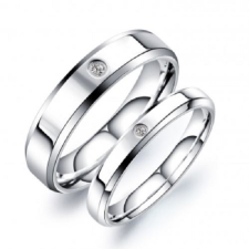 Ékszerkirály Férfi karikagyűrű, rozsdamentes acél, kristállyal, ezüst, 10-es méret gyűrű