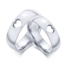 Ékszerkirály Karikagyűrű rozsdamentes acélból, szív motívummal, 7-es méret gyűrű
