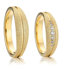 Ékszerkirály Női karikagyűrű érdes felülettel, rozsdamentes acél, aranyszínű, 9-es méret gyűrű