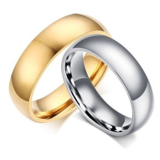 Ékszerkirály Női karikagyűrű, klasszikus stílusú, nemesacél, arany színű, 6-os méret gyűrű