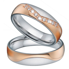 Ékszerkirály Női karikagyűrű, titánacél, rosegold, 9-es méret gyűrű