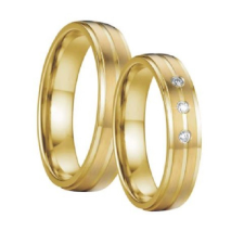 Ékszerkirály Női karikagyűrű, vésett csíkkal, rozsdamentes acél, aranyszínű, 6-os méret gyűrű