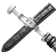 Ékszerkirály Óraszíj bőrből, 20 mm, fekete-fehér óraszíj