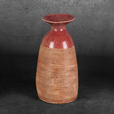 Elda kerámia váza Piros/világosbarna 17x16x31 cm dekoráció
