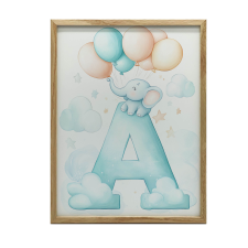 ELEFÁNT FEKETE VÁSZONFESTÉS Léggömbökkel KERET NÉLKÜL 50x70 CM grafika, keretezett kép