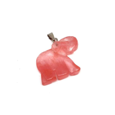  Elefánt medál cherry quartz üveg 4x3cm medál