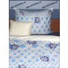 Elegancia Blue Blumen pamut-szatén ágyneműhuzat, 3 részes
