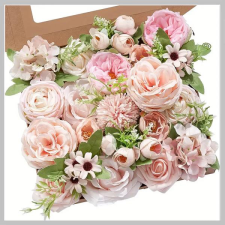  Elegáns művirág csokor dobozban 27 x 25 cm QP123127 dekoráció