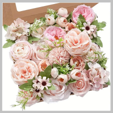  Elegáns művirág csokor dobozban 27 x 25 cm QP123127 dekoráció