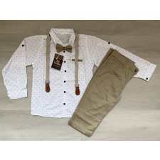  Elegáns négy részes fiú szett, fehér-bézs, 152 gyerek ruha szett