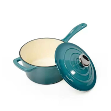 Elegáns Türkiz Zománcozott Öntöttvas Lábas fedővel 19 cm, 1,9L edény