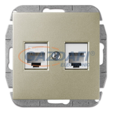 ELEKTRO-PLAST 1459-57 "Sentia" RJ45+RJ11 aljzat, szatén, keret nélkül villanyszerelés