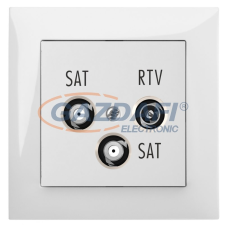 ELEKTRO-PLAST 1460-00 &quot;Sentia&quot; R-TV-2xSAT végzáró, fehér, kerettel villanyszerelés