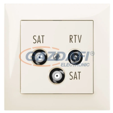 ELEKTRO-PLAST 1460-01 "Sentia" R-TV-2xSAT végzáró, krém, kerettel villanyszerelés