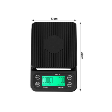  Elektromos kávémérleg, fekete - 5kg/0,1g konyhai mérleg