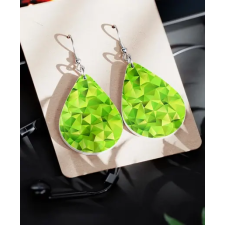  Élénk zöld low-poly mintás csepp fülbevaló fülbevaló