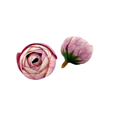  Élethű selyemvirág mini boglárka fej lila-krém 3 cm dekoráció