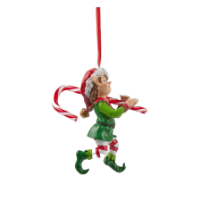 Elf karácsonyfadísz nyalókával, 16 cm, tarka karácsonyfadísz