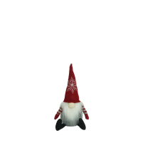 Elf karácsonyi dísz piros kalappal, Flippy, piros/szürke, textil, 31 cm karácsonyi dekoráció