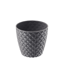 Elif Plastik Kötött mintás kaspó 1,6L 14,5x13cm Szín: Szürke kerti tárolás