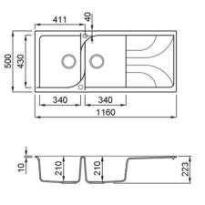 ELLECI - Mosogatótálca Ego 500 M79 aluminium mosogatótálca