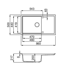 ELLECI - Mosogatótálca Sintesi 410 K96 White fekete tartozékokkal mosogatótálca