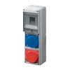 Elmark ipari csatlakozódoboz, 4 modul, német típusú aljzat: 2x16A, IP44, 105x337x95mm