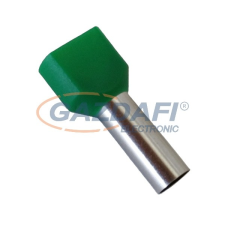 Elmark szigetelt dupla érvéghüvely, zöld, 2x6mm2, 14mm, TE6014, 100db/csomag villanyszerelés