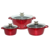 ELO RUBINO 3 fazékból álló készlet titánium rubinvörös, üveg fedő indukciós