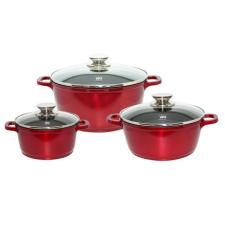 ELO RUBINO 3 fazékból álló készlet titánium rubinvörös, üveg fedő indukciós edény