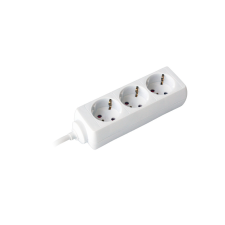 Elosztó, 3 konnektorral, érintésvédelemmel, fehér, 3m, 16A, 3500W hosszabbító, elosztó