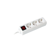  Elosztó, 3 konnektorral, kapcsolóval, érintésvédelemmel, fehér, 3m, 16A, 3500W hosszabbító, elosztó