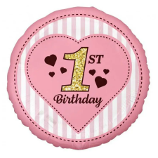  Első születésnap Pink fólia lufi 36 cm party kellék