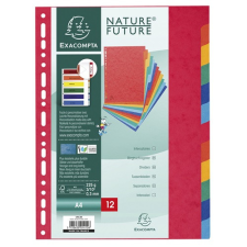 Elválasztólap karton Exacompta A/4 12 részes színes 225 g regiszter és tartozékai