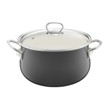  Emalia Olkusz zománcozott fazék fedővel 16 cm/1.3 l szürke edény