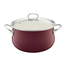  Emalia Olkusz zománcozott fazék fedővel 20 cm/2.6 l bordó edény