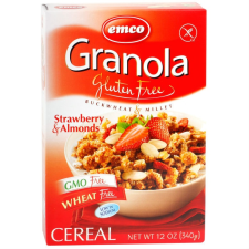 Emco gluténmentes müzli eperrel és mandulával, dobozos 340 g gluténmentes termék
