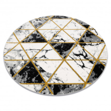  EMERALD szőnyeg 1020 kör - glamour, elegáns márvány, háromszögek fekete / arany kör 160 cm lakástextília