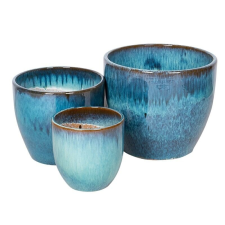Emerson Vase kerámia növénytartó szett jégkék 22x22-39,5x34cm S3 kerti tárolás