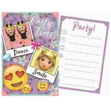 Emoji party meghívó lila party kellék