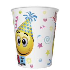 Emoji Smiley Icons&amp;Balloons papír pohár 8 db-os 250 ml party kellék
