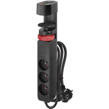  EMOS 3 aljzat, 1,5 m, kapcsoló, USB, fekete (1902330153) villanyszerelés