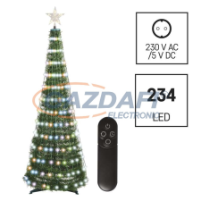 Emos D5AA02 LED Karácsonyfa távirányítható füzérrel és csillaggal 1.5m beltérre, RGB, időzítővel, 10 W, 230 V AC, IP44 műfenyő