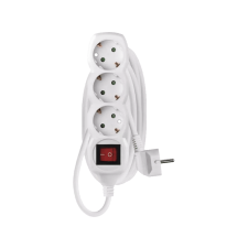 Emos Elosztó, 3 aljzat kapcsolóval, méter, 3x1,5mm2, fehér (P1323R) hosszabbító, elosztó