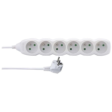 Emos Hosszabbító kábel - 6 aljzat, 2 m, fehér kábel és adapter