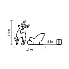 Emos LED szán rénszarvasokkal - 47 cm, 3x AA, beltéri, meleg fehér, időzítő (DCFC28) karácsonyi dekoráció