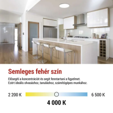 Emos ZM1400, LED felületi lámpatest FLORI kerek, fehér, 18W, semleges fehér világítás