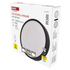 Emos ZM4401, LED felületi lámpatest RORI kerek, fekete, 17W, CCT világítás